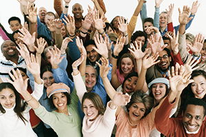 Group of people cheering